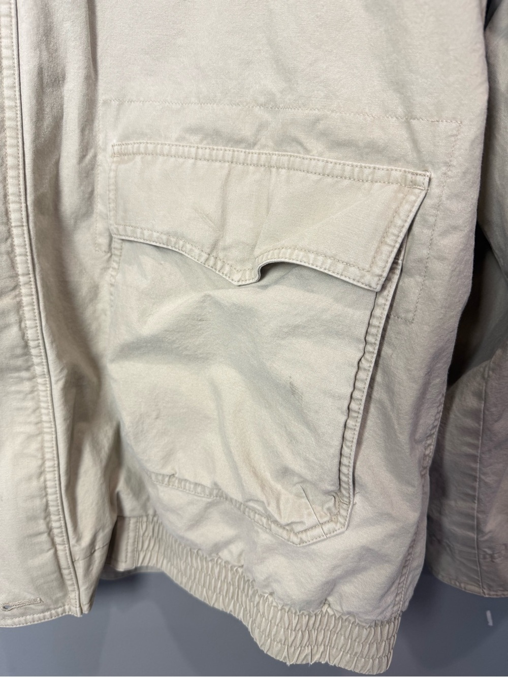 L.L.Bean Chore Jacket Canvas Barn Coat Leather Collar Beige XXL Tall - Picture 2 of 9